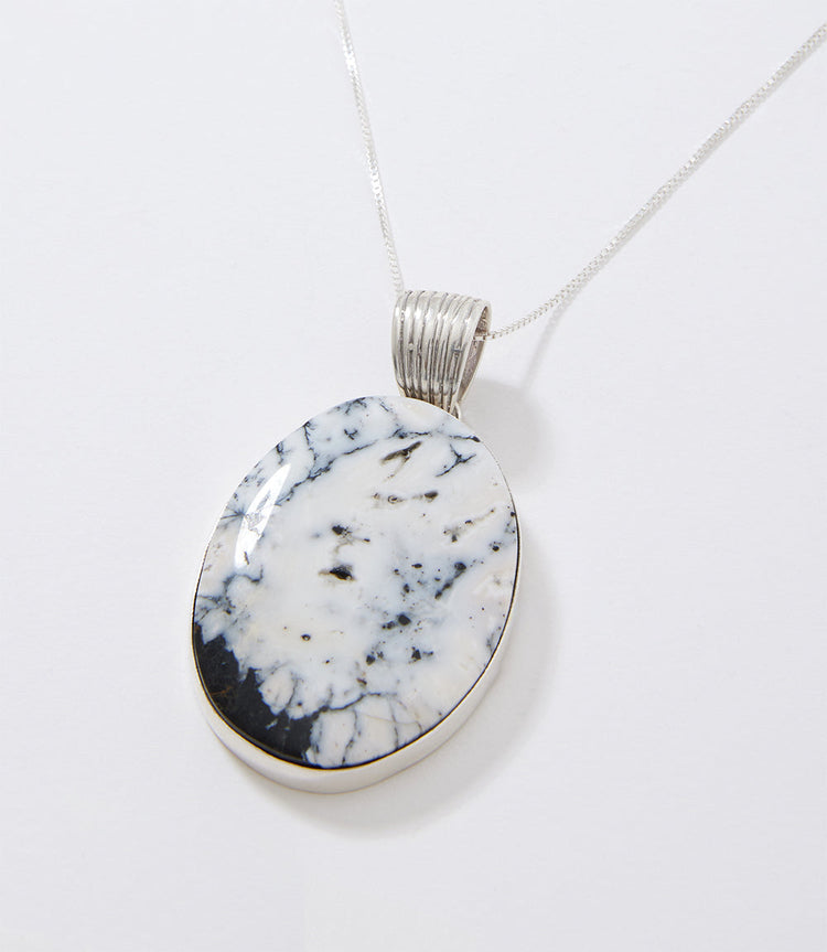 White Buffalo Sterling Silver Pendant Necklace