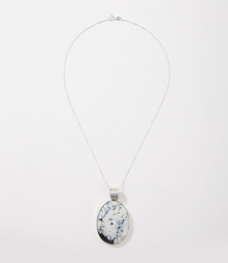 White Buffalo Sterling Silver Pendant Necklace