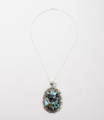 Natural Blue Moon Turquoise Pendant Necklace