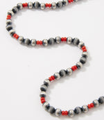 Sterling Silver And Coral Beaded Necklace