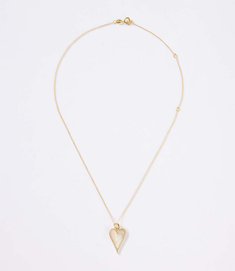 Pavé Mother Of Pearl Heart Necklace