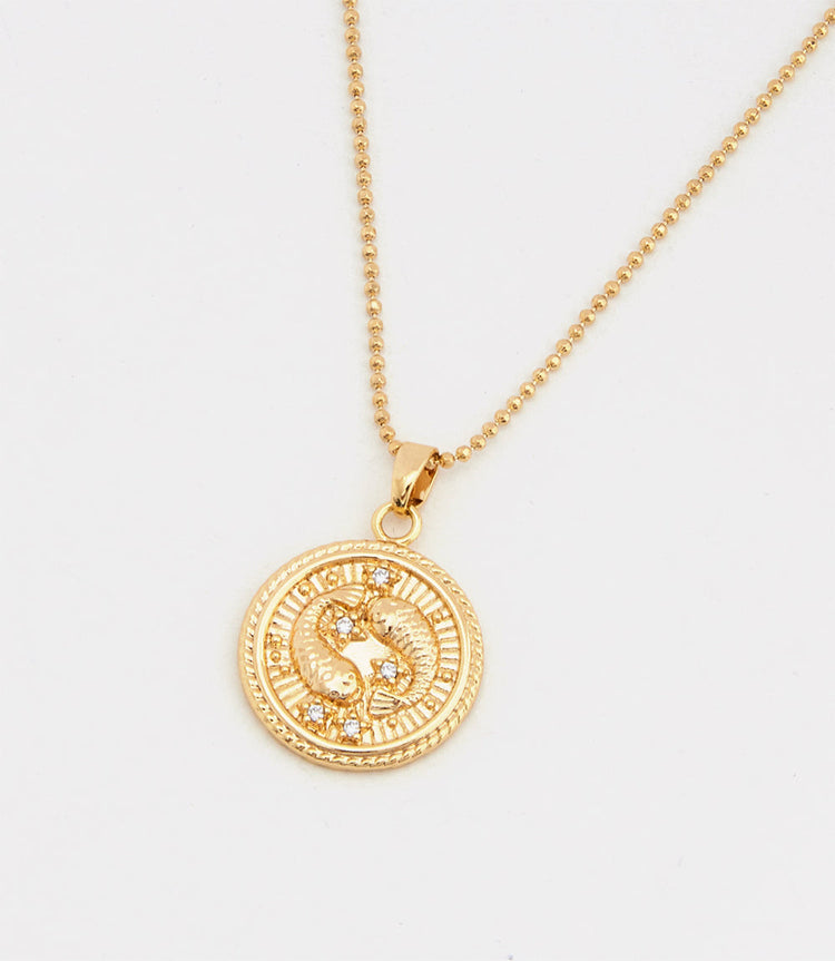 Pisces Coin Necklace