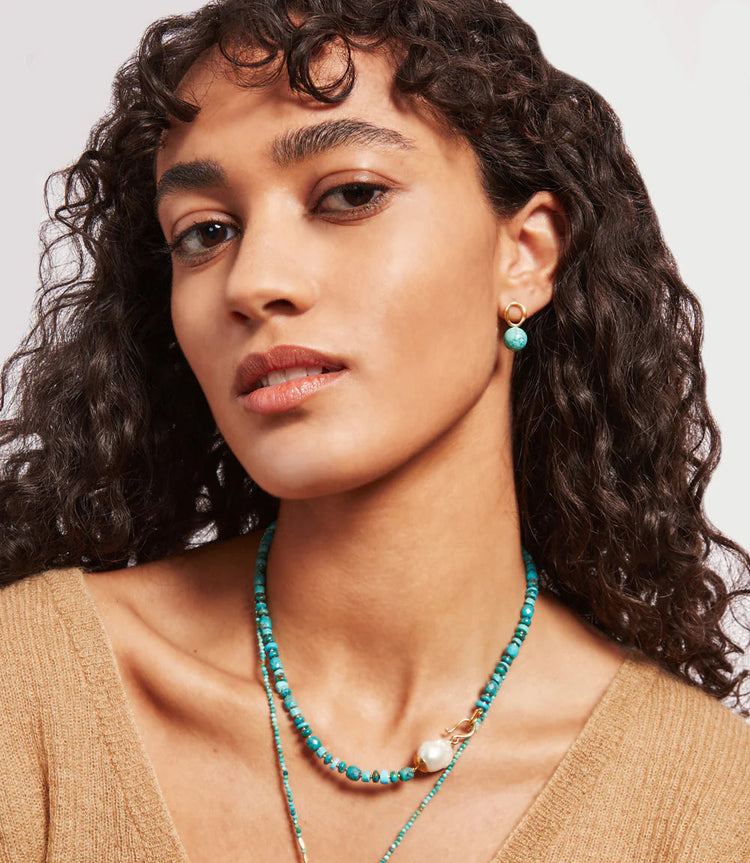 Chan Luu Turquoise and Pearl Necklace