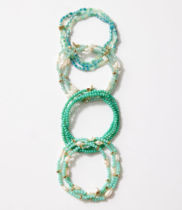 Beaded Gemstone And Pearl Stretch Bracelet