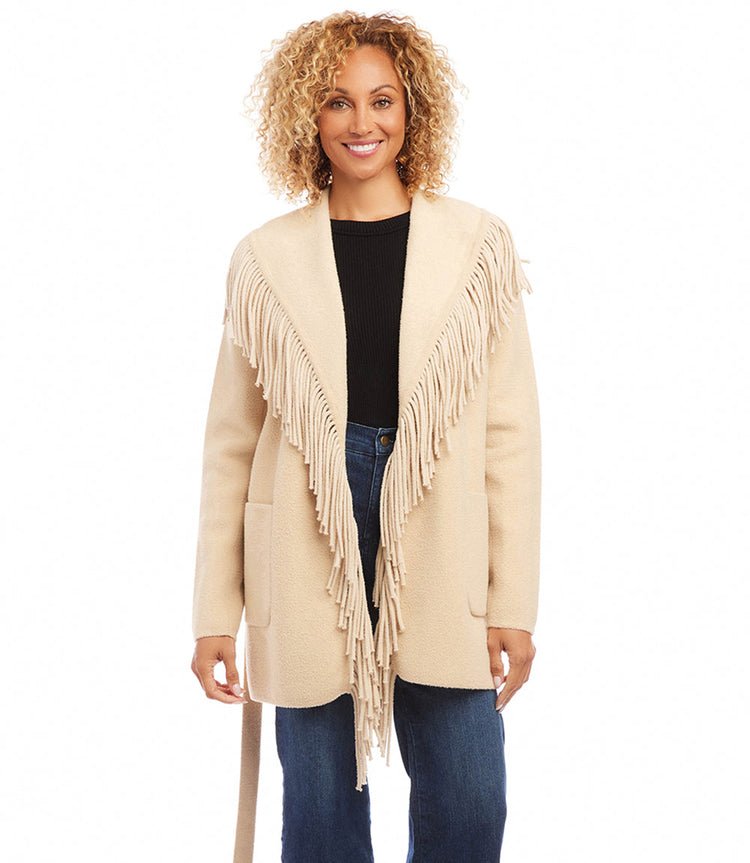 Belted Fringe Jacket