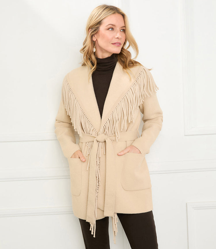 Belted Fringe Jacket