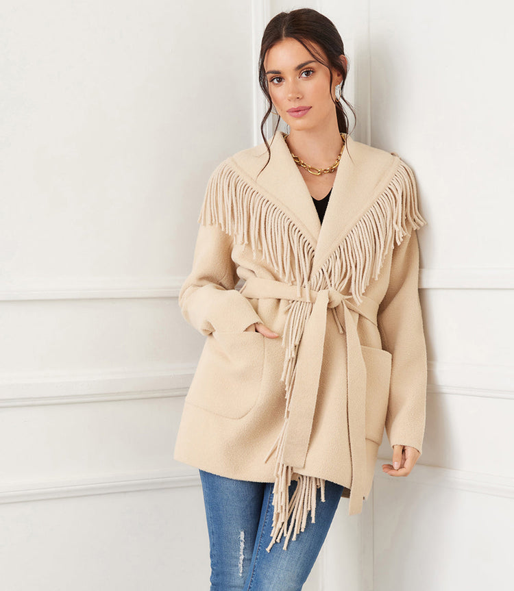 Belted Fringe Jacket