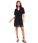 Petite Size V-Neck Fringe Dress