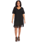 Plus Size V-Neck Fringe Dress
