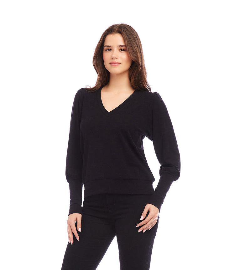 V-Neck Bishop Sleeve Top