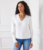 V-Neck Bishop Sleeve Top