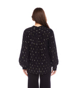 Metallic Shirred Sleeve Top