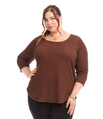 Plus Size 3/4 Sleeve Shirttail Top