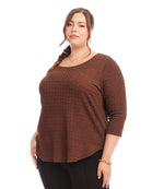 Plus Size 3/4 Sleeve Shirttail Top