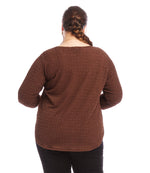 Plus Size 3/4 Sleeve Shirttail Top