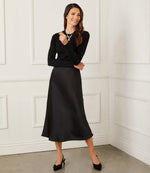 Bias Cut Satin Midi Skirt