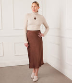 Bias Cut Satin Midi Skirt