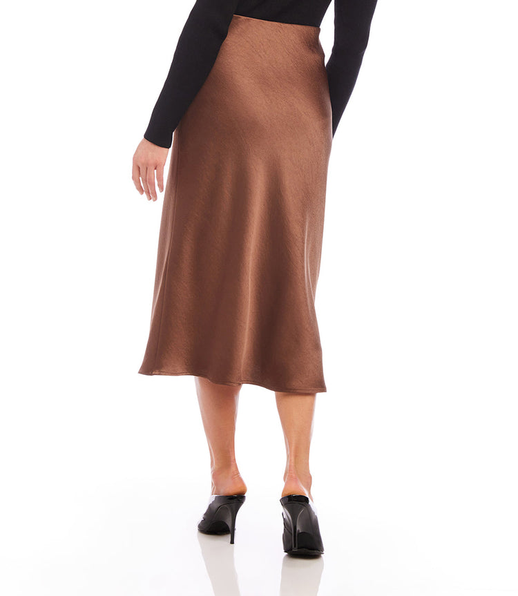 Bias Cut Satin Midi Skirt