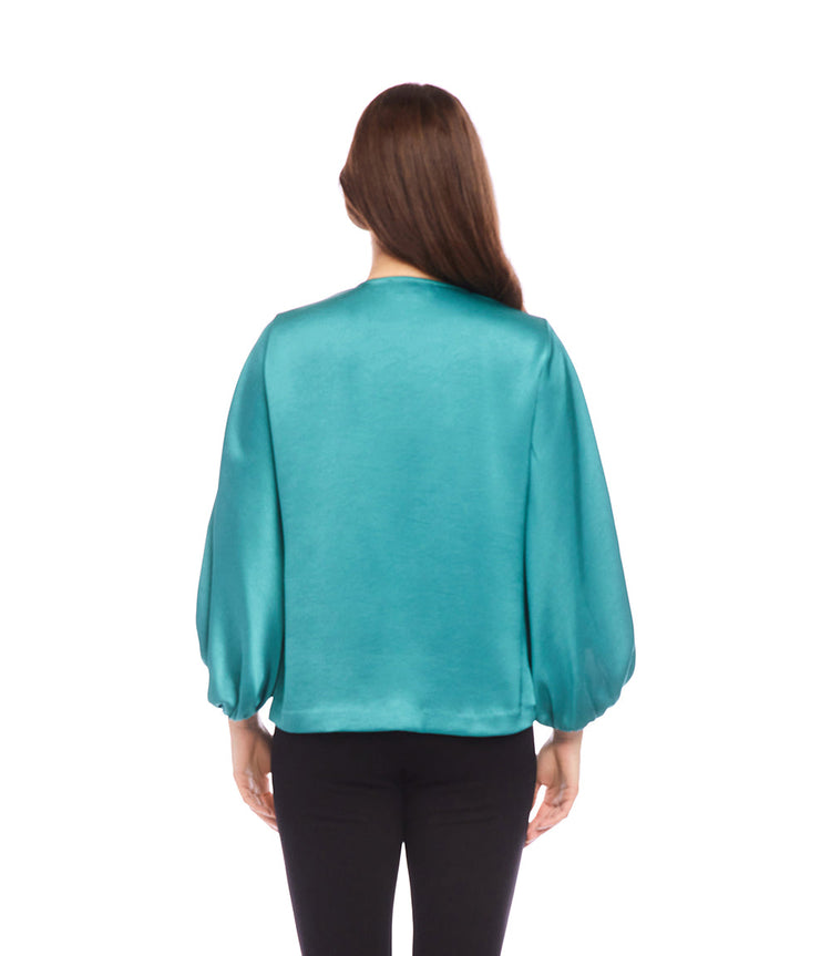 Keyhole Crossover Satin Top