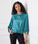 Keyhole Crossover Satin Top