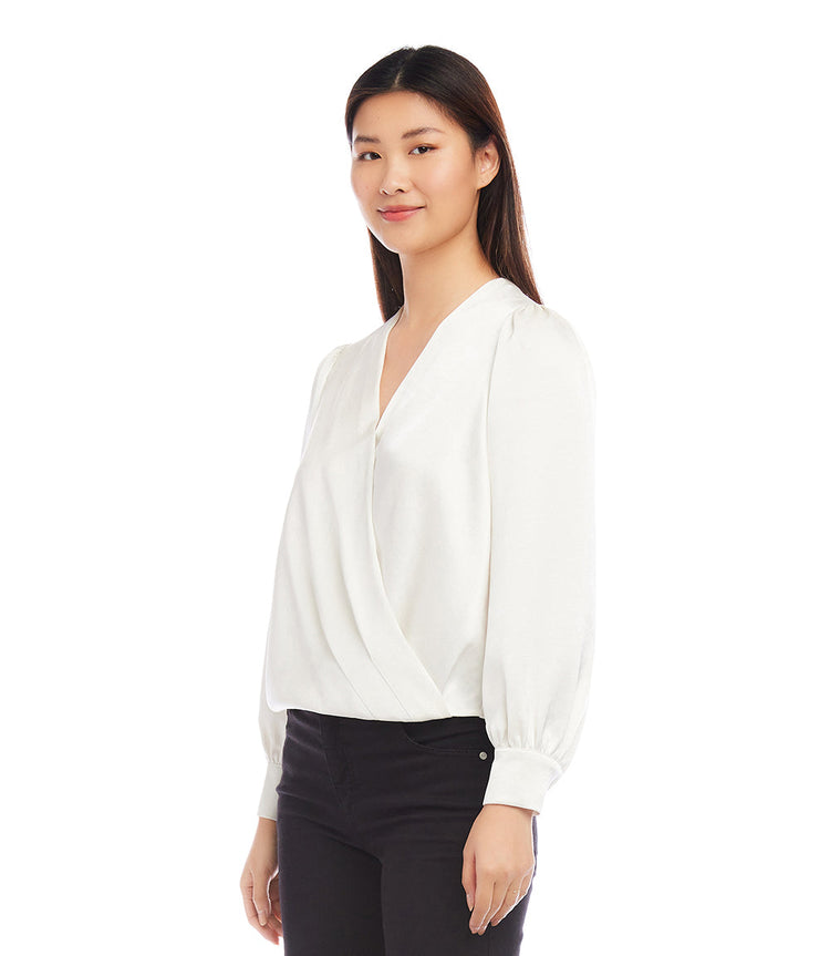 Drape Front Satin Top