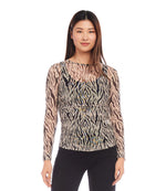Side Shirred Mesh Top