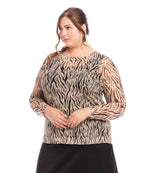 Plus Size Long Sleeve Crew Neck Mesh Top