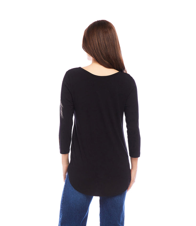 Printed Shirttail Metallic Top