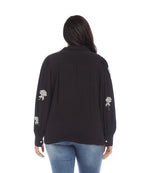 Plus Size Embroidered Blouson Sleeve Top