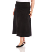 Plus Size Faux Suede Midi Skirt