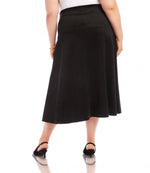 Plus Size Faux Suede Midi Skirt