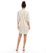 Roll Tab Sleeve Linen Shirtdress