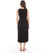 Petite Size Sleeveless Faux Wrap Midi Dress