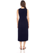 Petite Size Sleeveless Faux Wrap Midi Dress