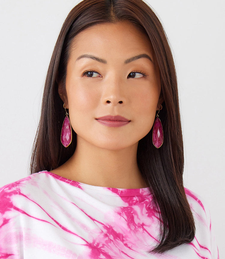 Large Natural Gemstone Earrings