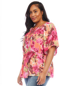 Plus Size Ruffle Hem Peasant Top