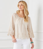 Eyelet Flutter Sleeve Top