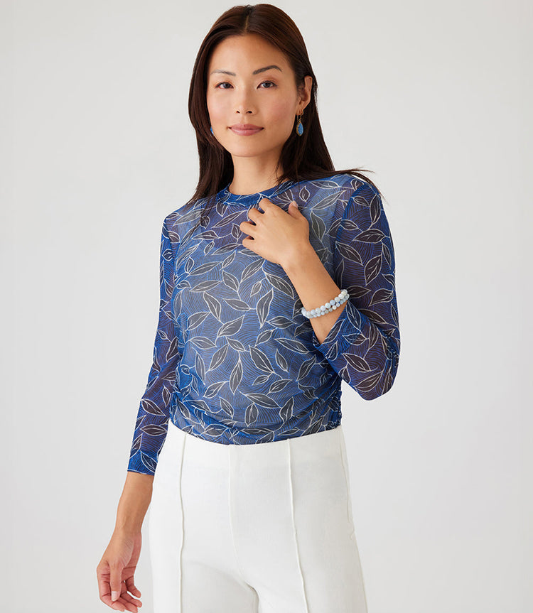 Side Shirred Mesh Top