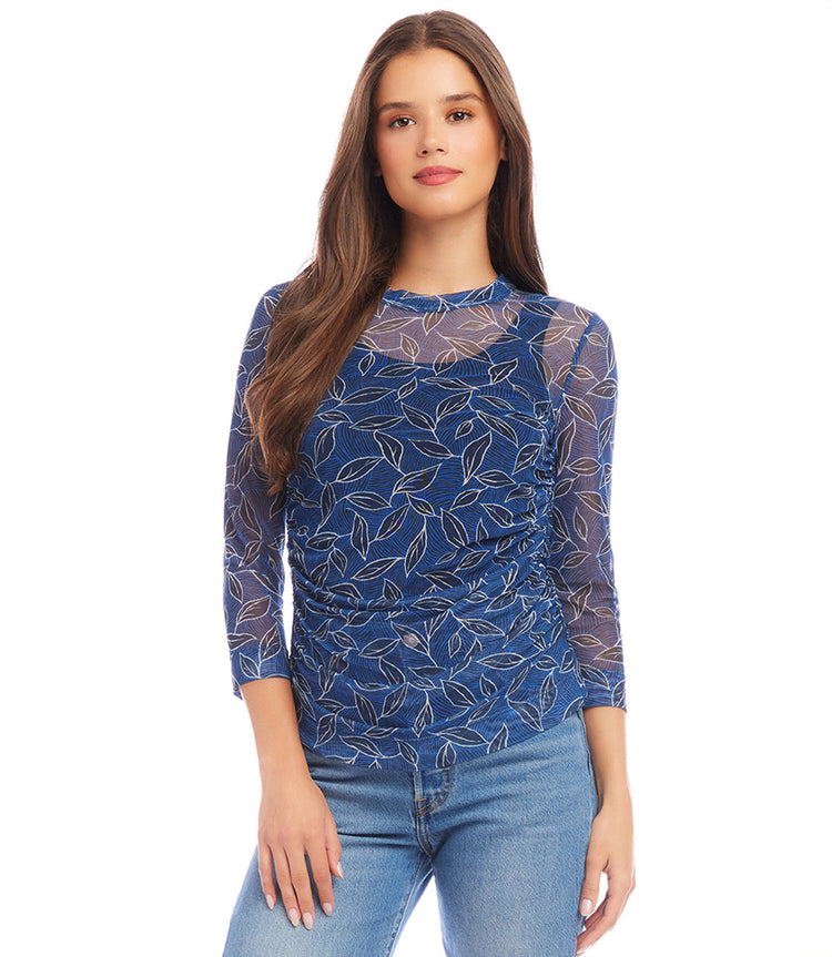 Side Shirred Mesh Top