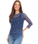 Side Shirred Mesh Top