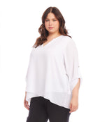 Plus Size Asymmetric Hem Wrap Top
