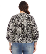 Plus Size Blouson Sleeve Tie-Front Top