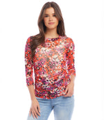 Side Shirred Mesh Top