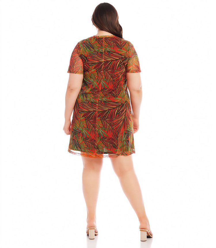 Plus Size Short Sleeve A-Line Dress