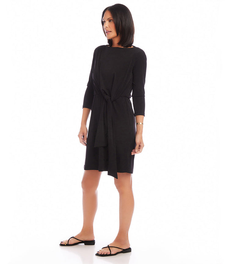3/4 Sleeve Tie Waist Dress