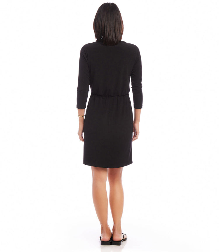 Three Quarter Sleeve Tie Waist Travel Dress