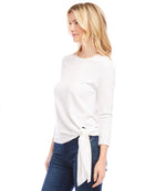 Petite Size Three Quarter Sleeve Side-Tie Top